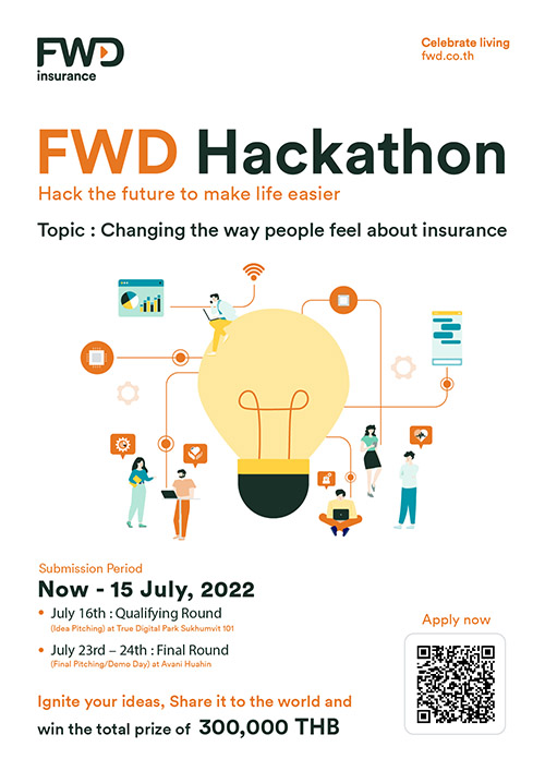 FWD ประกันชีวิต จัด ‘FWD Hackathon 2022’ ชวนคนรุ่นใหม่สร้างสรรค์นวัตกรรมที่แตกต่าง ภายใต้แนวคิด ‘การเปลี่ยนมุมมองของผู้คนที่มีต่อการประกันชีวิต’